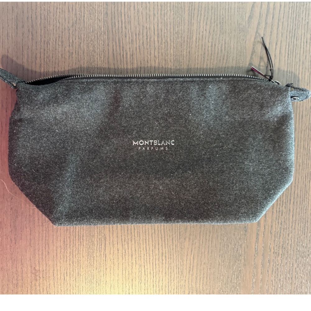Montblanc Parfums Toiletry Dopp Kit Bag Mens OS Charcoal Grey Felt Zip Closure